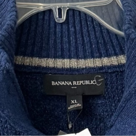 Banana Republic Mens Quarter Button Blue Wool Sweater XL - Picture 8 of 15